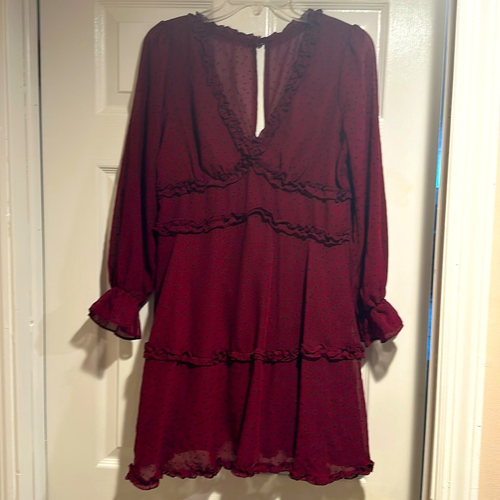 B. Darlin Burgundy Polka Dot Dress Size 9/10